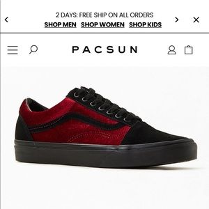 Vans Old Skool Red Black Velvet Shoes